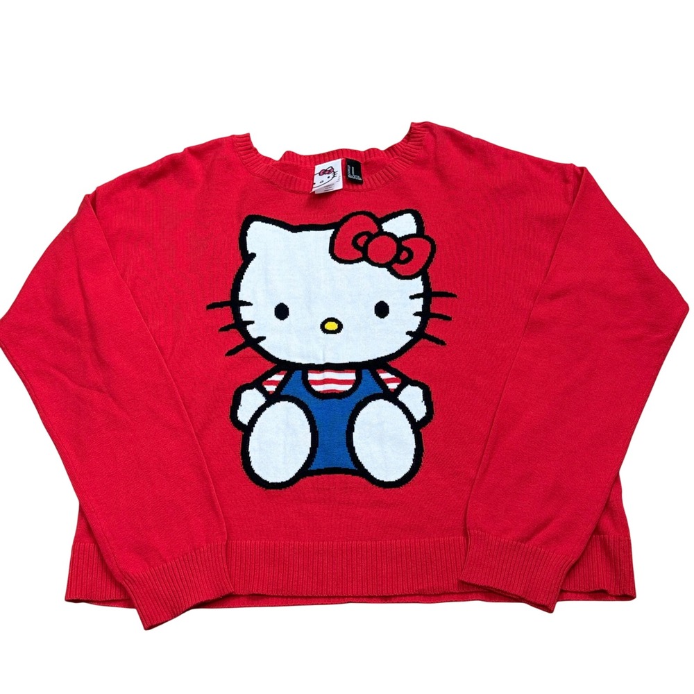 Sanrio Hello Kitty Knit Sweater Women Size M Red Y2K Nostalgic Collectors